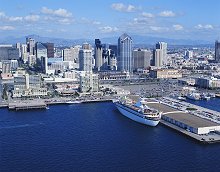 view of city of san diego from dock port