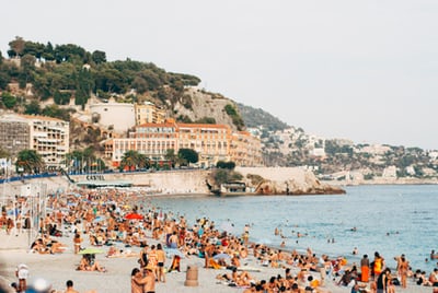 people on beach in nice france