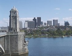 distant view of the city of boston massachusetts from the water
