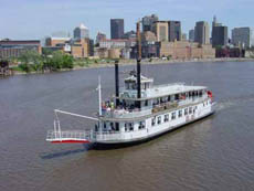 view of bloomington minnesota city outline from river