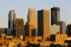 view of tall city buildings in minneapolis minnestoa