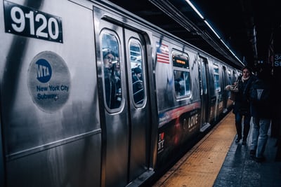 transit train at platform in rochester new york usa