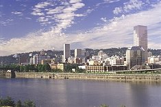 view of city of portland oregon against skyline.