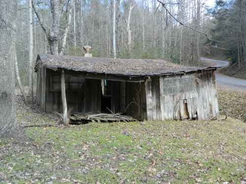 old wooden building in forest in gatlinburg tennessee usa.